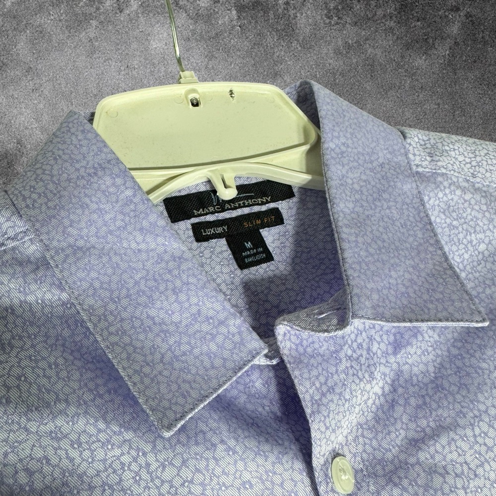 Marc Anthony Luxury Slim Fit Button Up Shirt Men's Medium Blue Geometric Print - Picture 5 of 6